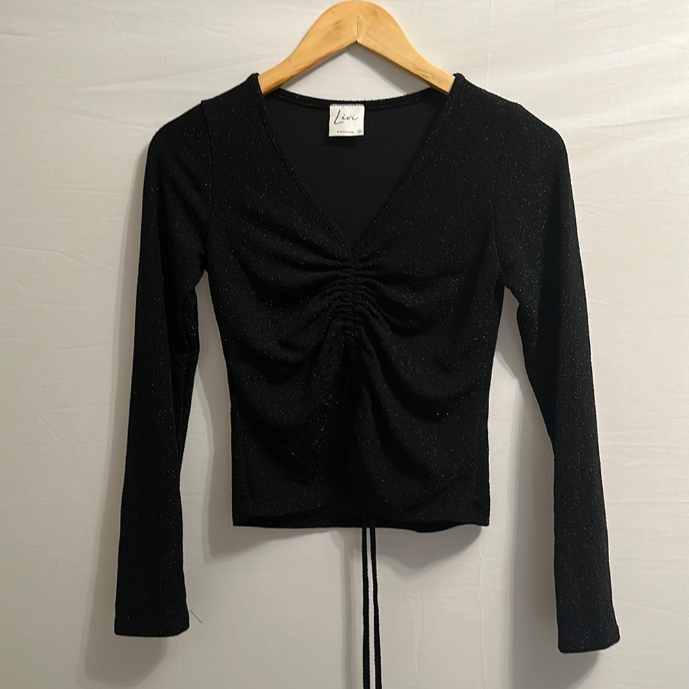 Black Sparkly Long Sleeve with Drawstring